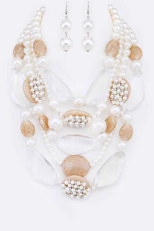 Pebble Wood and Stone Layer Necklace Set, Jewelry Sets, $ 65.00, A Moment Of Now™