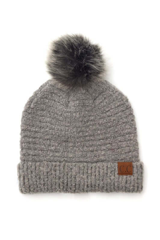CC Ultra Soft Fur Pom Beanie - Cozy & Stylish, Beanies, $ 29.00, A Moment Of Now™
