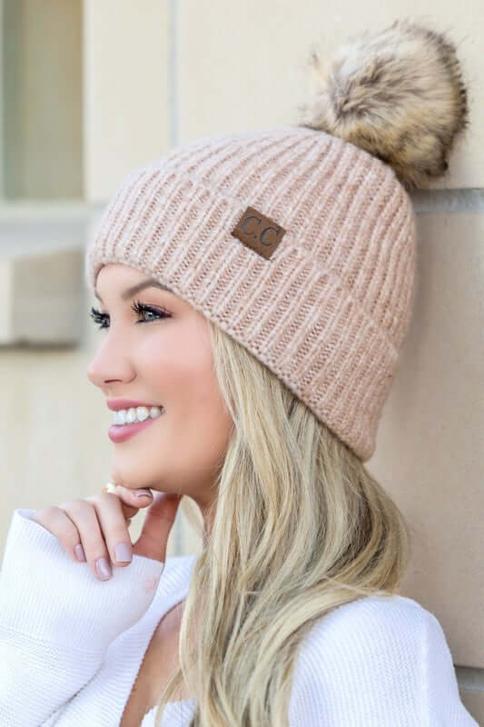 Women's CC Cozy Marled Pom Beanie Hat | USA Boutique Online, Aili's Corner, $ 35.00