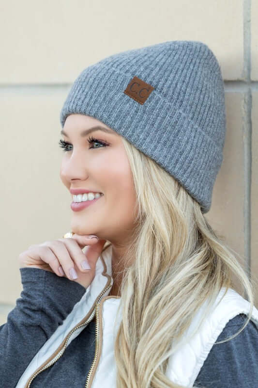 Women's CC Fine Yarn Cuff Beanie Hat | USA Boutique Clothing, Aili's Corner, $ 35.00