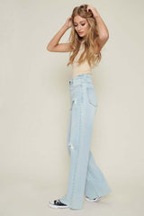 Distressed Wide Leg Jeans | Shop Women's Denim Jeans Online Jeans A Moment Of Now Women’s Boutique Clothing Online Lifestyle Store
