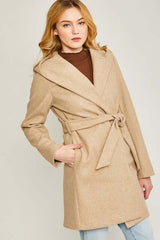 Shop JQ Fleece Belted Hoodie Coat with Pockets For Women, Coats, USA Boutique