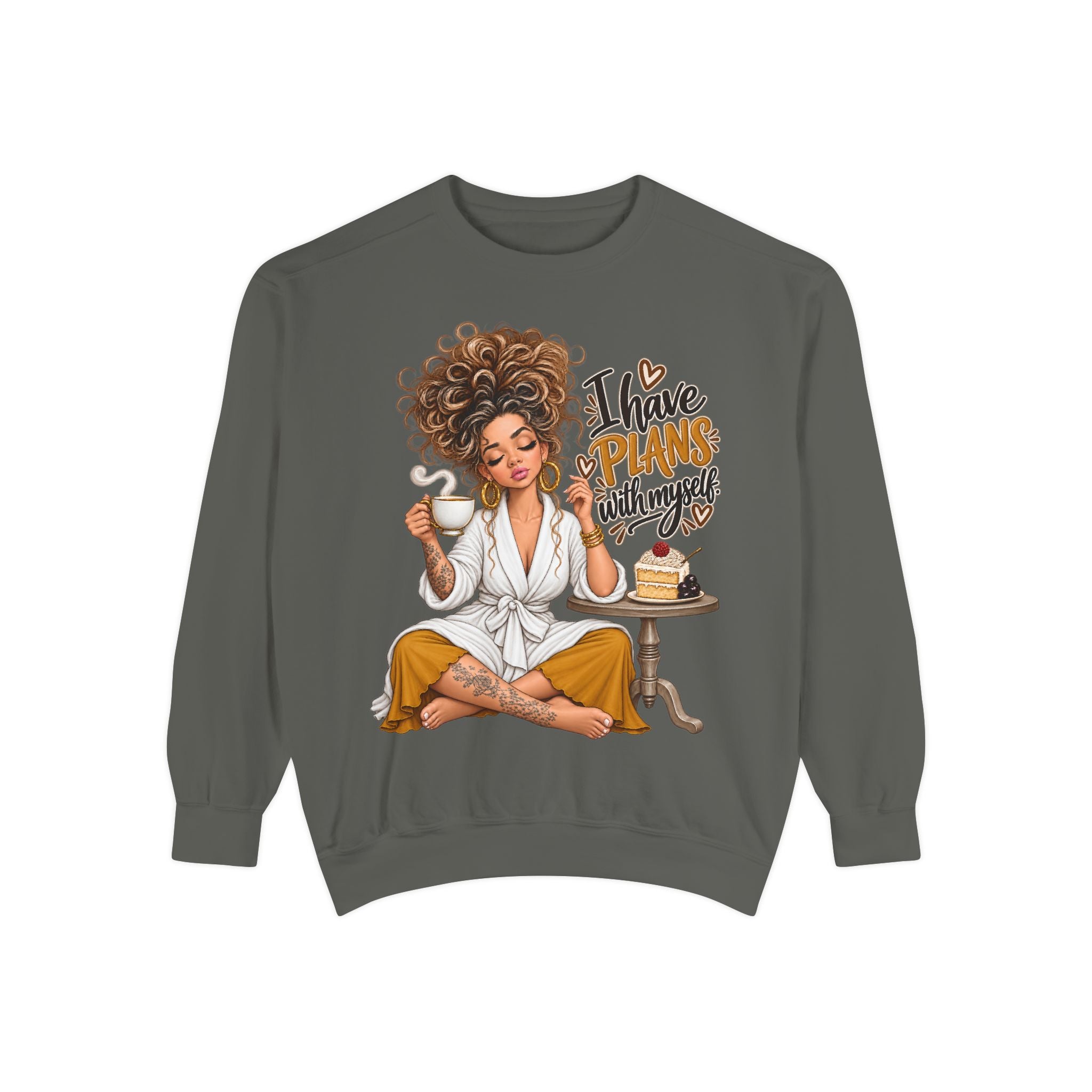 I Have Plans With Myself Sweatshirt — Cozy Self-Care Relaxation Crewneck - sweatshirt product image 4