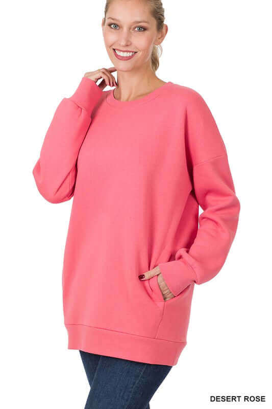 Long Sleeve Round Neck Sweatshirt, ZENANA, $ 29.95