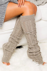 Super Cute Cable Knit Long Tie Leg Warmers