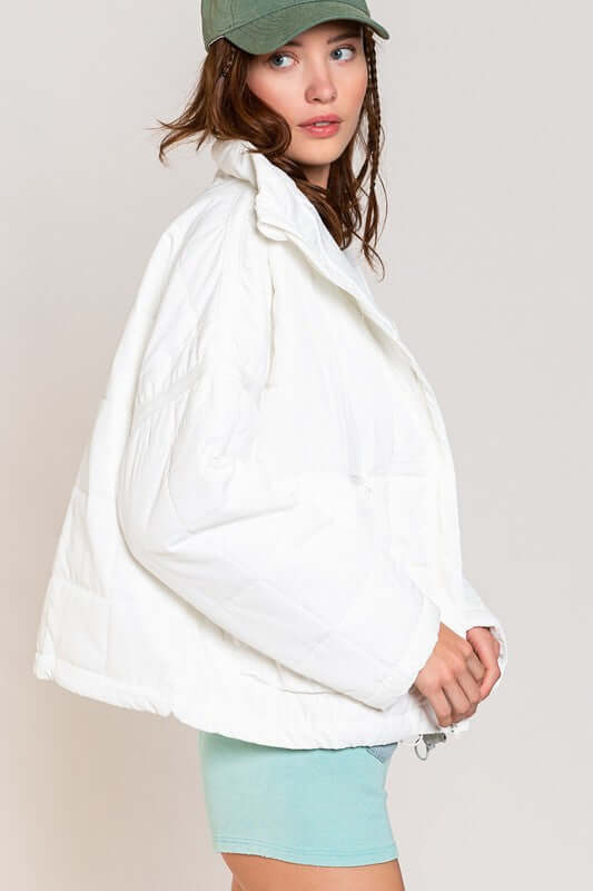 Shop Cozy Quilted High Neck Jacket with Pockets For Women | Boutique Online, Jackets, USA Boutique