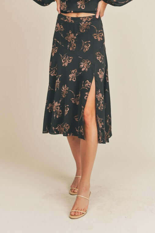 Side Slit Floral Print Skirt, Lush Clothing, $ 61.95