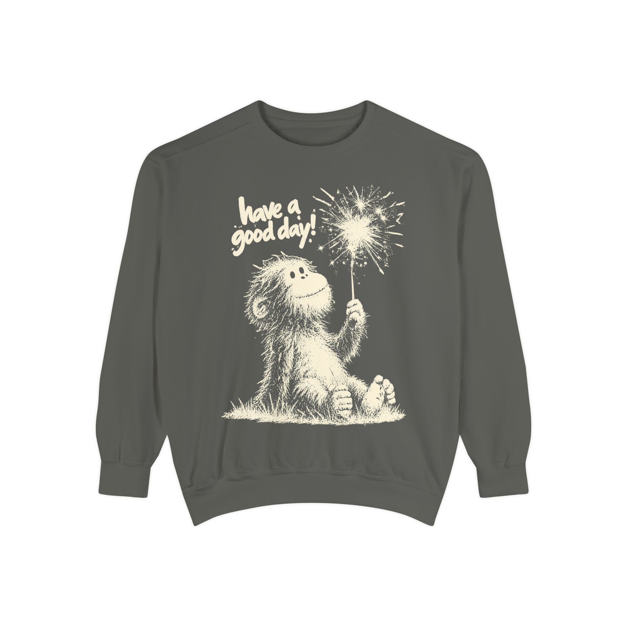 Cute Sasquatch Have a Good Day crewneck product mockup
