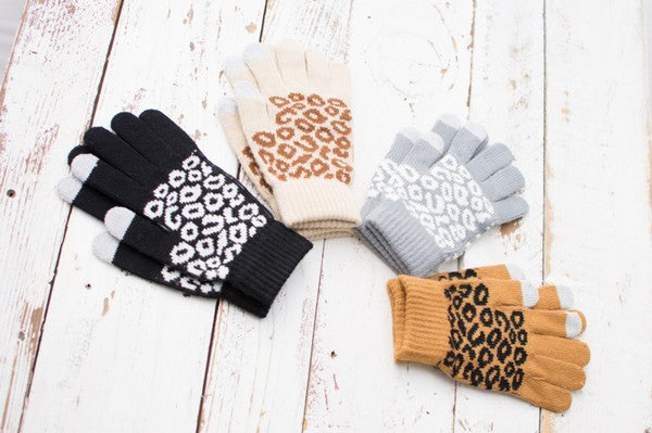 Shop Women's Leopard Stretch Touch Screen Gloves | Shop Boutiques Accessories , Gloves, USA Boutique