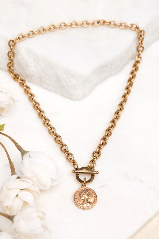 Shop Coin Accent Pendent Chain Necklace | Shop Boutique Fashion Jewelry, Necklaces, USA Boutique