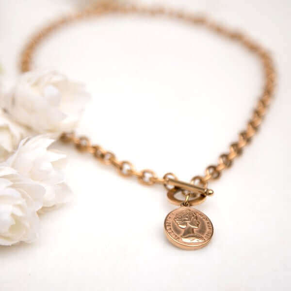 Coin Accent Chain Necklace - Timeless Vintage Elegance, Necklaces, $ 27.95, A Moment Of Now™