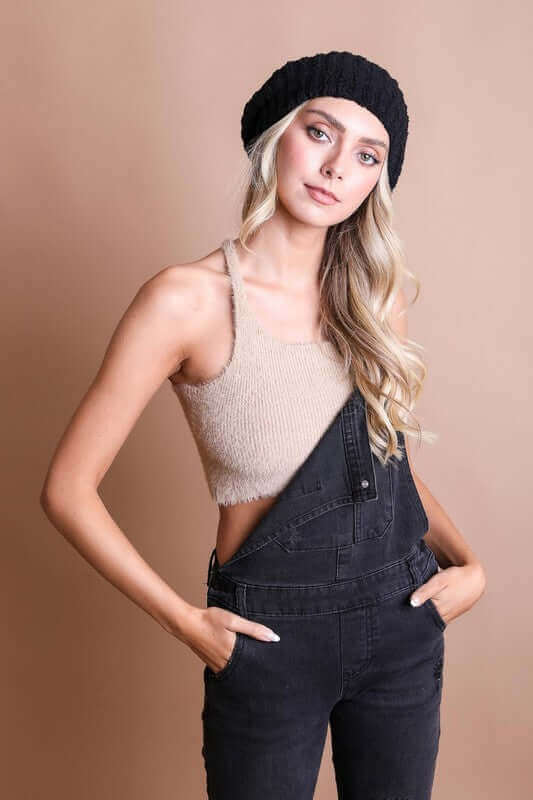 Boucle Rib Knit French Beret Hat, Leto Accessories, $ 20.95