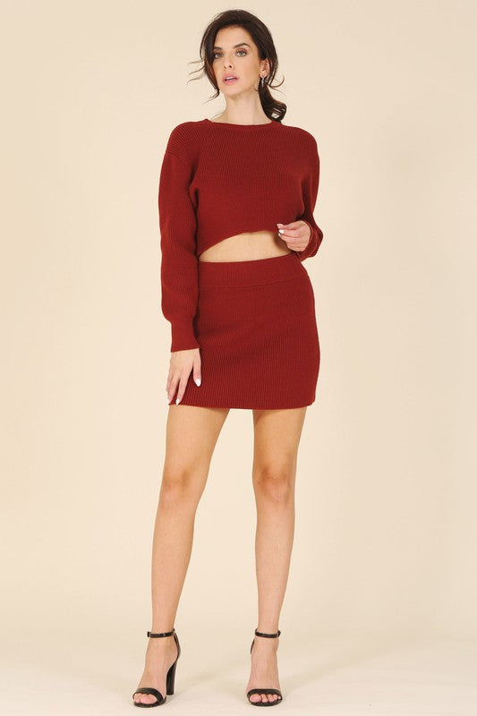 Shop Ribbed Knit Crop Top and Skirt Set | Shop Fall Fashion Clothing Online, Clothing Set, USA Boutique