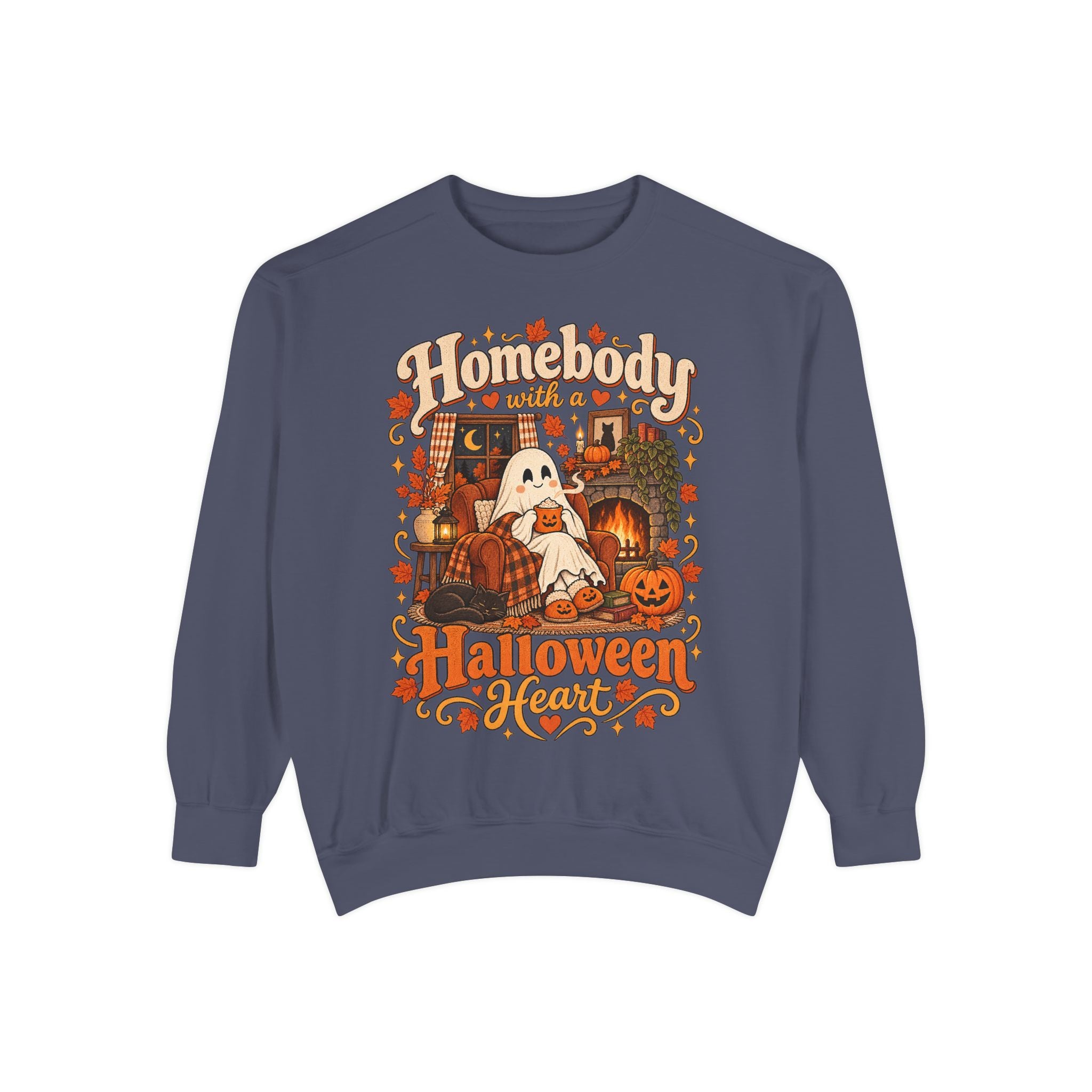 Homebody Halloween sweatshirt with ghost and pumpkin graphic product photo 26