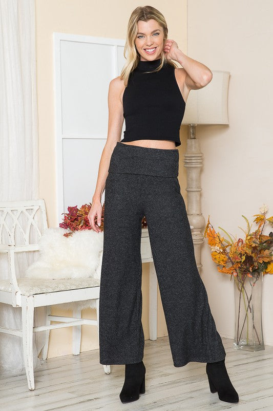 Shop Rib Brush Wide Leg Pants with Pockets | Women's Boutique Online, Pants, USA Boutique