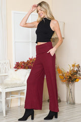 Shop Rib Brush Wide Leg Pants with Pockets | Women's Boutique Online, Pants, USA Boutique
