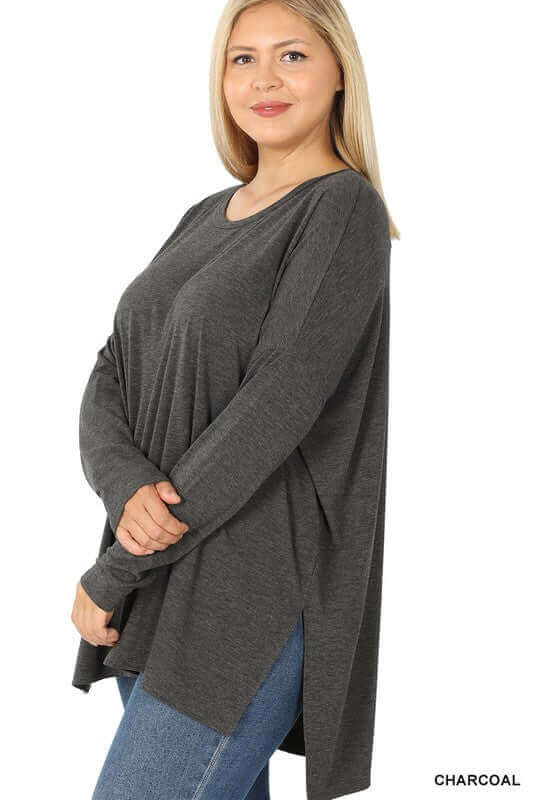 Plus Dolman Long Sleeve Round Neck Top, ZENANA, $ 25.00