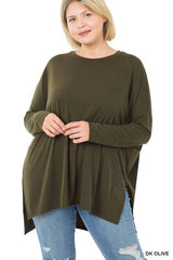 Plus Dolman Long Sleeve Round Neck Top, ZENANA, $ 25.00