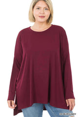 Plus Dolman Long Sleeve Round Neck Top, ZENANA, $ 25.00