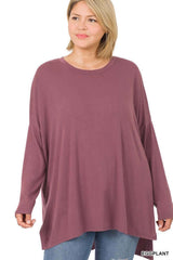 Plus Dolman Long Sleeve Round Neck Top, ZENANA, $ 25.00