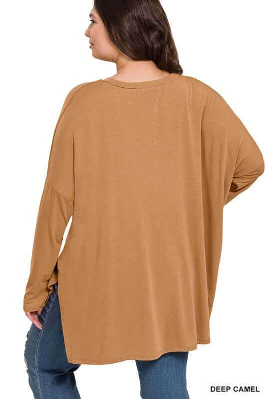 Plus Dolman Long Sleeve Round Neck Top, ZENANA, $ 25.00