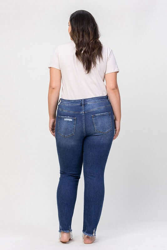 Plus Size High Rise Patched Button Up Distressed Jeans, VERVET by Flying Monkey, $ 69.00