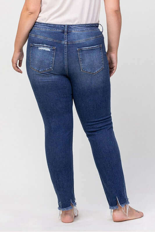 Plus Size High Rise Patched Button Up Distressed Jeans, VERVET by Flying Monkey, $ 69.00