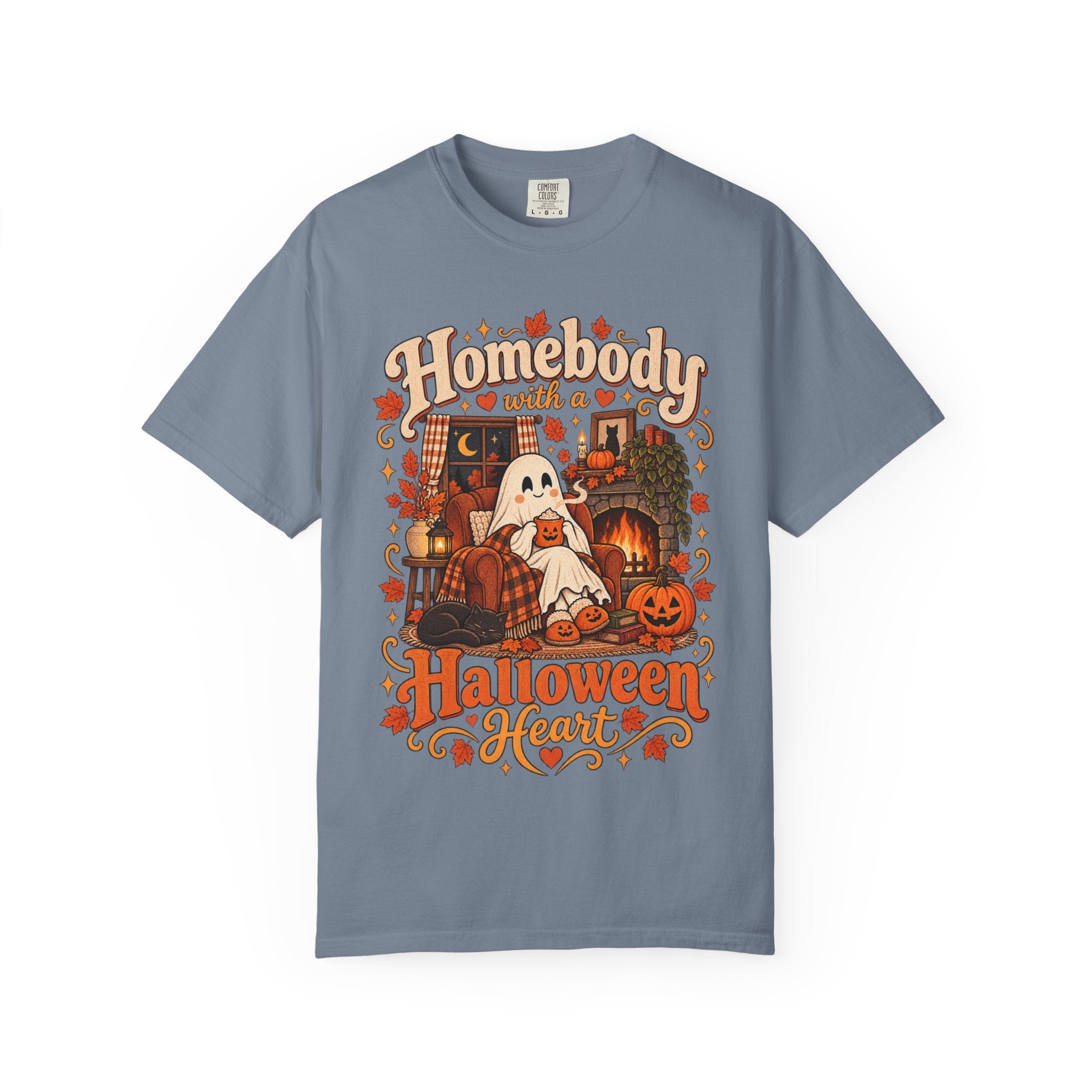 Homebody Halloween Heart T-shirt with ghost and pumpkin graphic product photo 26