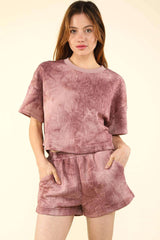 Mauve Quilted Washed Crop Top and Shorts Set, VERY J, $ 45.00