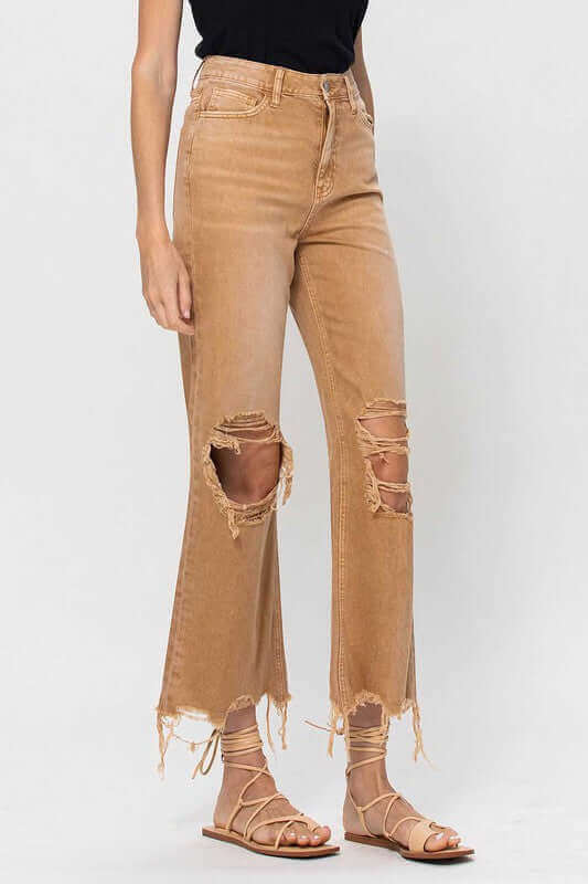 Kiss of California Brown 90's Vintage Crop Flare Jeans, VERVET by Flying Monkey, $ 62.95