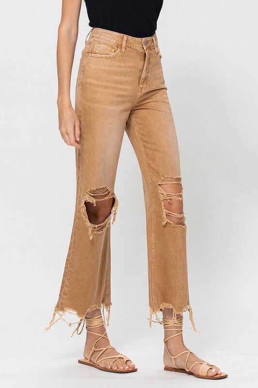 Kiss of California Brown 90's Vintage Crop Flare Jeans, VERVET by Flying Monkey, $ 62.95