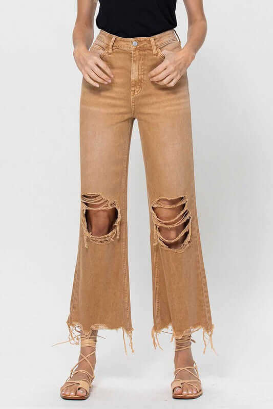 Kiss of California Brown 90's Vintage Crop Flare Jeans, VERVET by Flying Monkey, A Moment Of Now