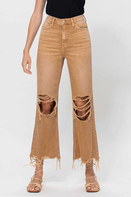 Kiss of California Brown 90's Vintage Crop Flare Jeans, VERVET by Flying Monkey, $ 62.95