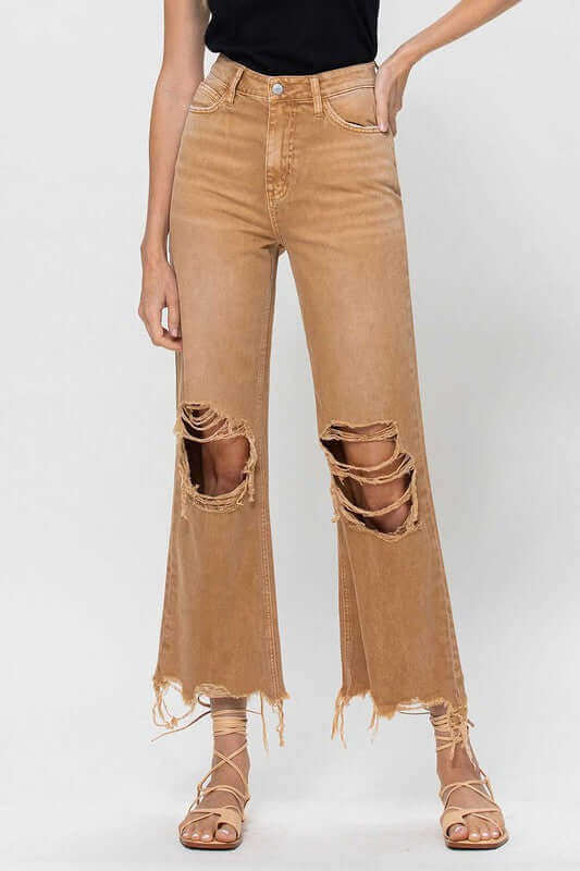 Kiss of California Brown 90's Vintage Crop Flare Jeans, VERVET by Flying Monkey, $ 62.95