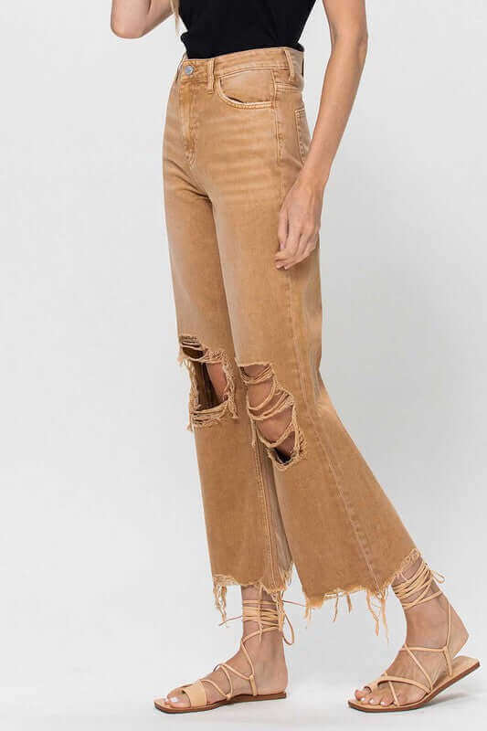 Kiss of California Brown 90's Vintage Crop Flare Jeans, VERVET by Flying Monkey, $ 62.95