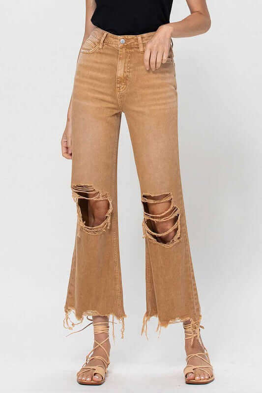 Kiss of California Brown 90's Vintage Crop Flare Jeans, VERVET by Flying Monkey, $ 62.95