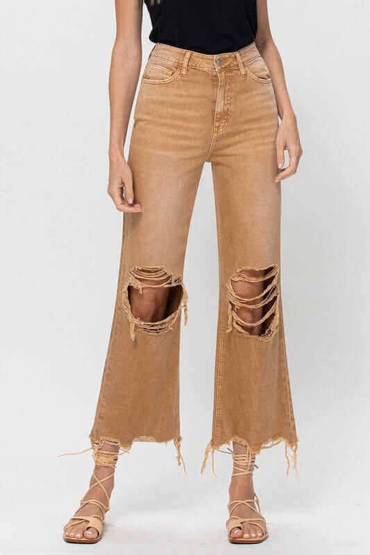 Kiss of California Brown 90's Vintage Crop Flare Jeans, VERVET by Flying Monkey, A Moment Of Now