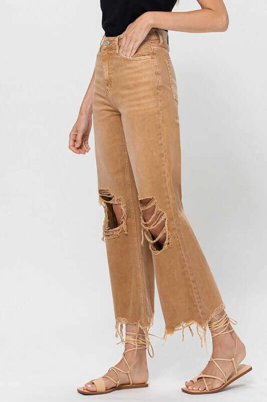 Kiss of California Brown 90's Vintage Crop Flare Jeans, VERVET by Flying Monkey, $ 62.95