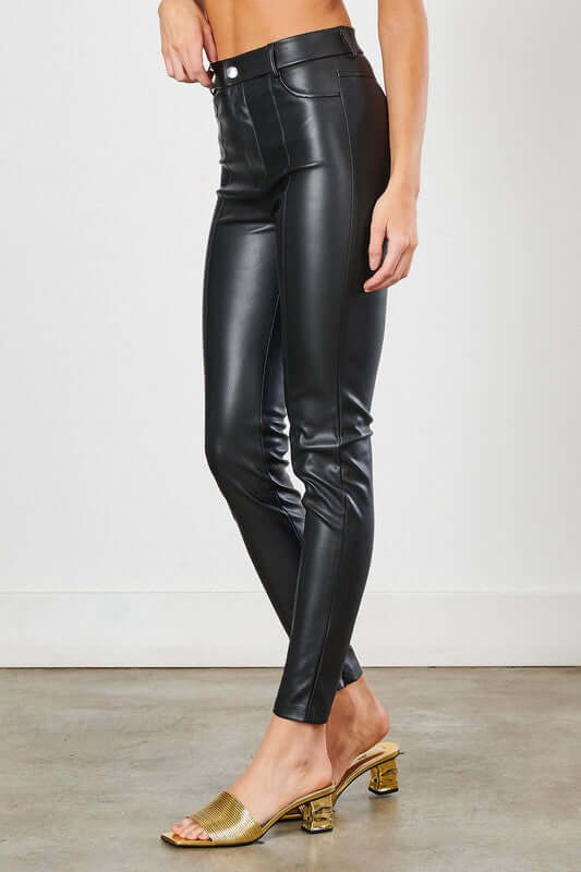 Black PU Leather Skinny Jeans