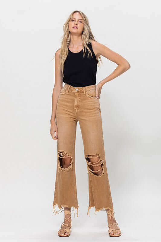 Kiss of California Brown 90's Vintage Crop Flare Jeans, VERVET by Flying Monkey, A Moment Of Now