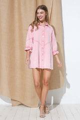 Washed Long Sleeves Denim Dress