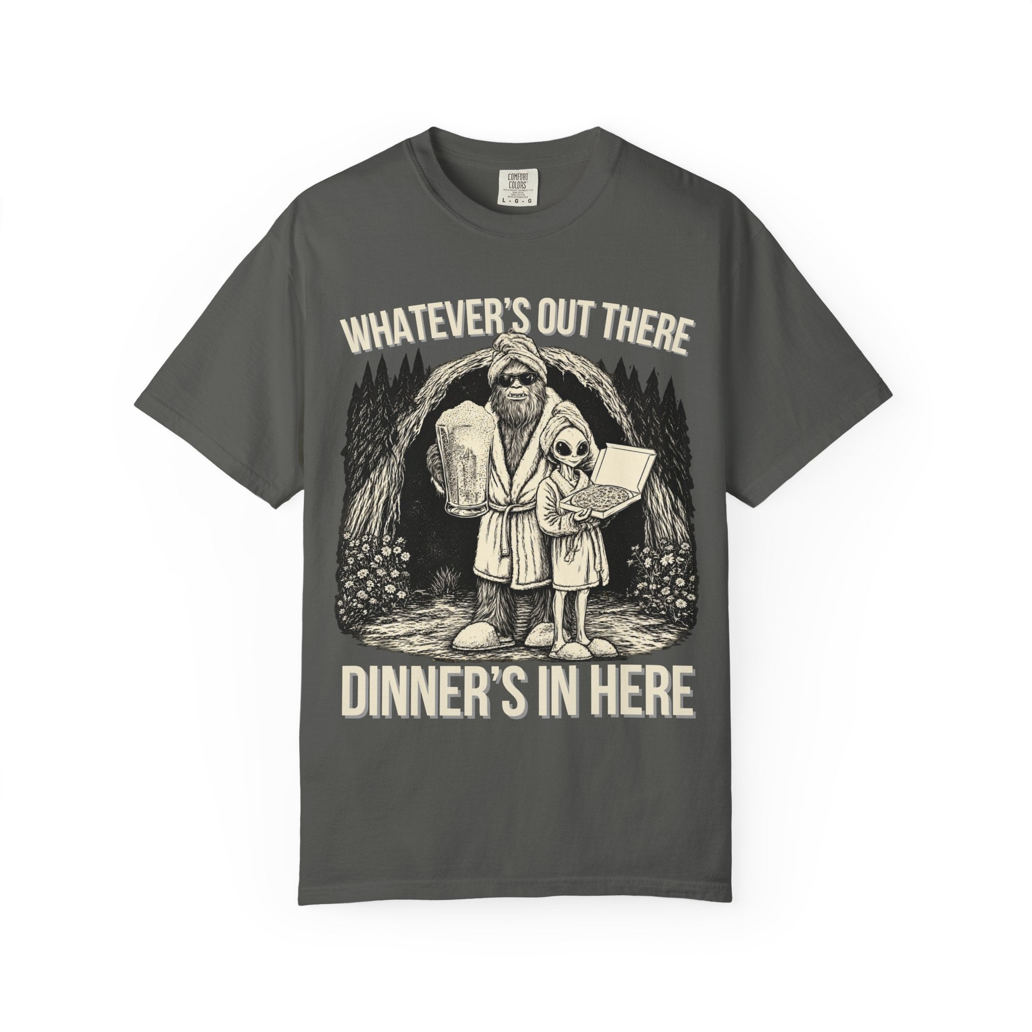 Bigfoot & Alien Pizza Night T-Shirt – Dinner's In Here