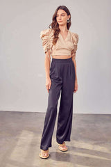 Black Relaxed Fit Wide Leg Pants, Do + Be Collection, $ 68.95