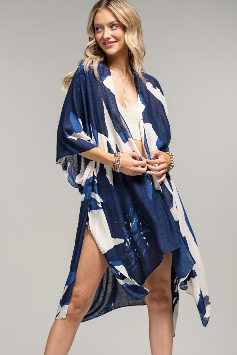 Ocean Bloom Kimono Wrap Navy | Boutique In USA, Clothing, $ 36.00, A Moment Of Now™