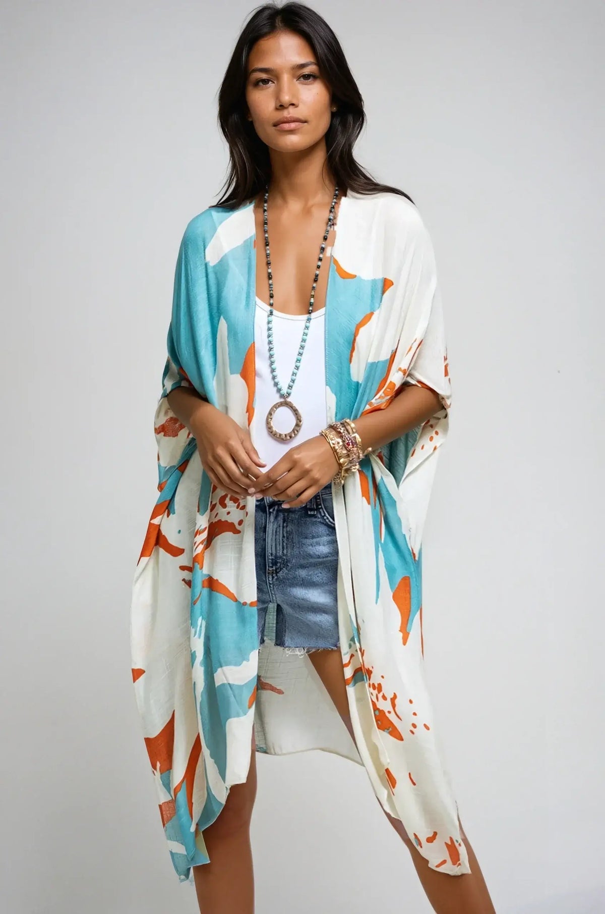 Ocean Bloom Kimono Wrap Aquamarine, Clothing, $ 36.00, A Moment Of Now™