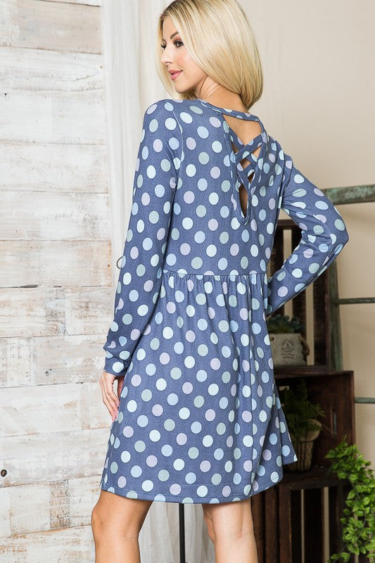 Shop Women's Cross Back Polka Dot Dress with Pockets | Boutique Clothing, Dresses, USA Boutique