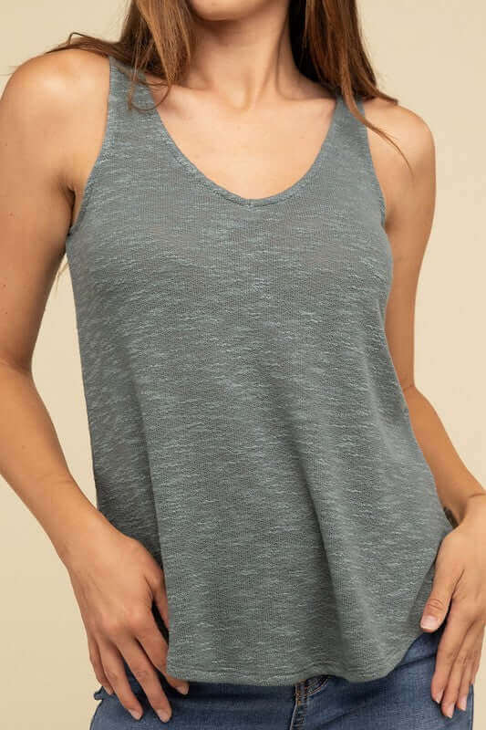 Solid V Neck Sleeveless Cami Tank Top, ZENANA, $ 19.95