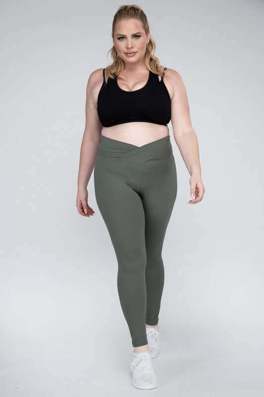 Plus Size V Waist Full Length Leggings, Rae Mode, $ 32.95