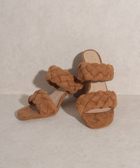 OASIS SOCIETY Heaven - Camel Brown Casual Braided Heels Sandals