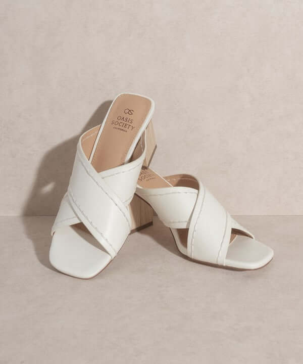 OASIS SOCIETY Jade - Summer White Tan Strappy Stitched Sandals, Oasis Society, $ 54.95